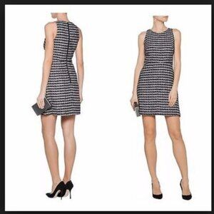 Milly Black White Checkered Tweed Metallic Sleeveless‎ Shift Dress Size 10